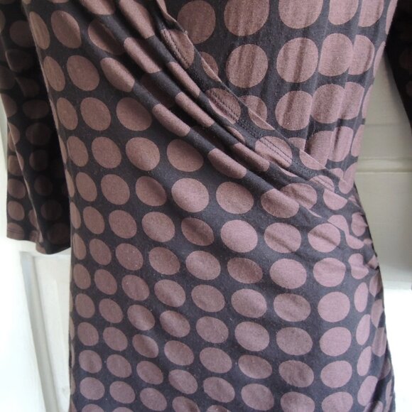 Salaam Black & Brown Faux Wrap Ruched Jersey Dress M - Picture 3 of 9